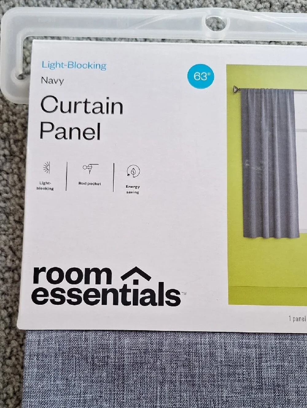 Room Essentials Navy Heathered Light-Blocking Curtain Panel Set Of 2